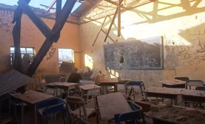 Classroom at Ali Karar secondray school in Dilling damaged by RSF drone on Feb 11 2026 802x485 1