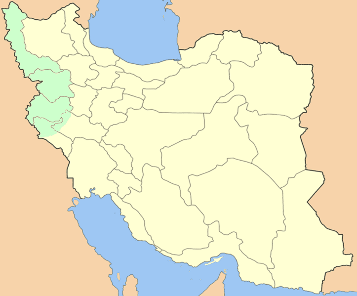 النظام الإيراني يعدم شخصين من أهل السنة الأكراد في مهاباد 2 Map of Iranian Kurdistan