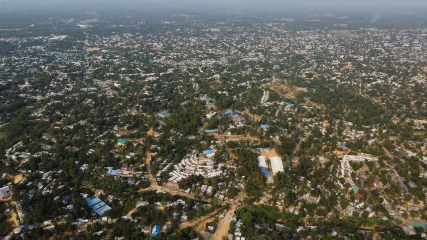 A drone view of Rohingya refugee camps in Coxs Bazar Bangladesh April 17 2026. REUTERS