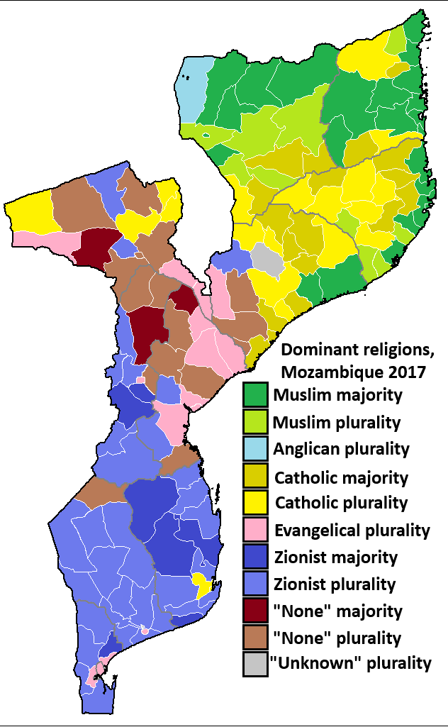 Religious map of Mozambique 2017