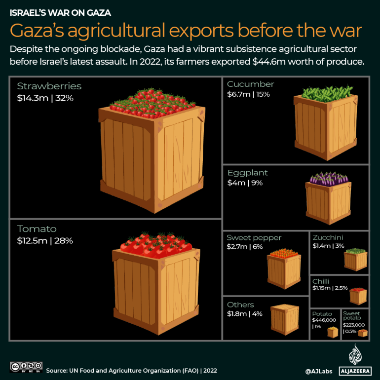 كيف دمرت "إسرائيل" قدرة غزة على إطعام نفسها؟ 15 INTERACTIVE Gaza agricultural exports 1719404588