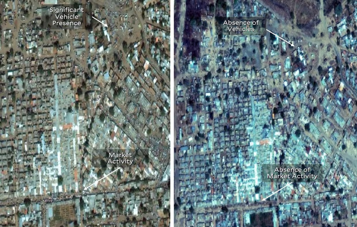 صور الأقمار الصناعية تُظهر أن ميليشيات الدعم السريع ارتكبت مذبحة في مدينة الفاشر 3 صور الأقمار الصناعية تُظهر أن ميليشيات الدعم السريع ارتكبت مذبحة في مدينة الفاشر