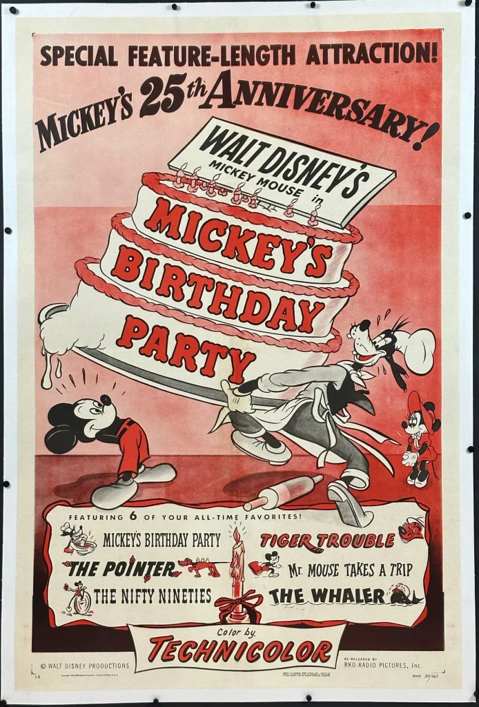 كيف أصبحت «الكيكة» لغةَ الفرح؟ العولمة التي تصنع طقوسنا من دون أن نشعر 5 walt disneys mickeys birthday party us one sheet style a r 1953 posterpalacecom 143263
