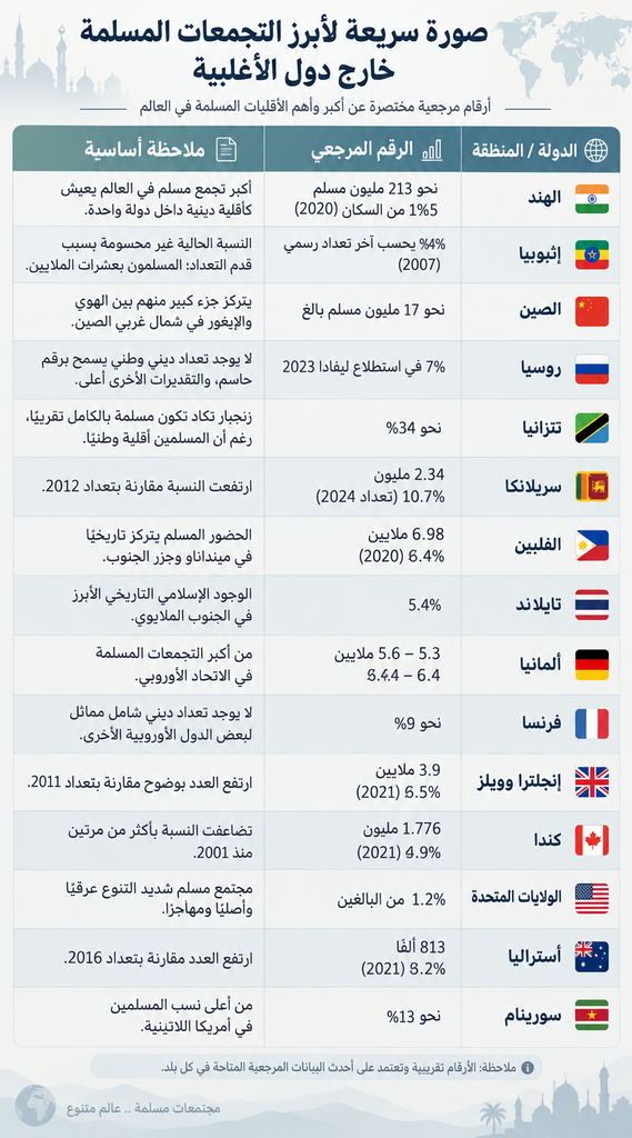 خريطة المسلمين حول العالم.. أبرز الأقليات المسلمة خارج الدول ذات الأغلبية المسلمة 2 image 182